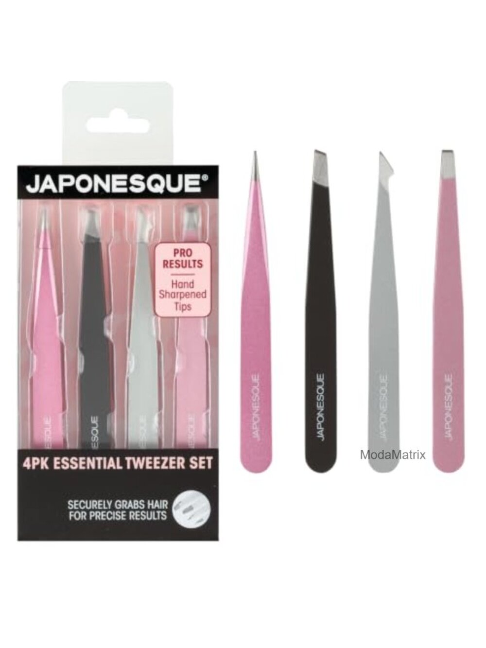 Stainless Steel 4-Pc Precision Tweezer Set for Eyebrow Shaping